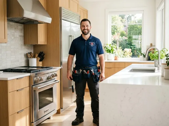 Appliance Repair Hero technician in a Adams, MN kitchen after an appliance repair